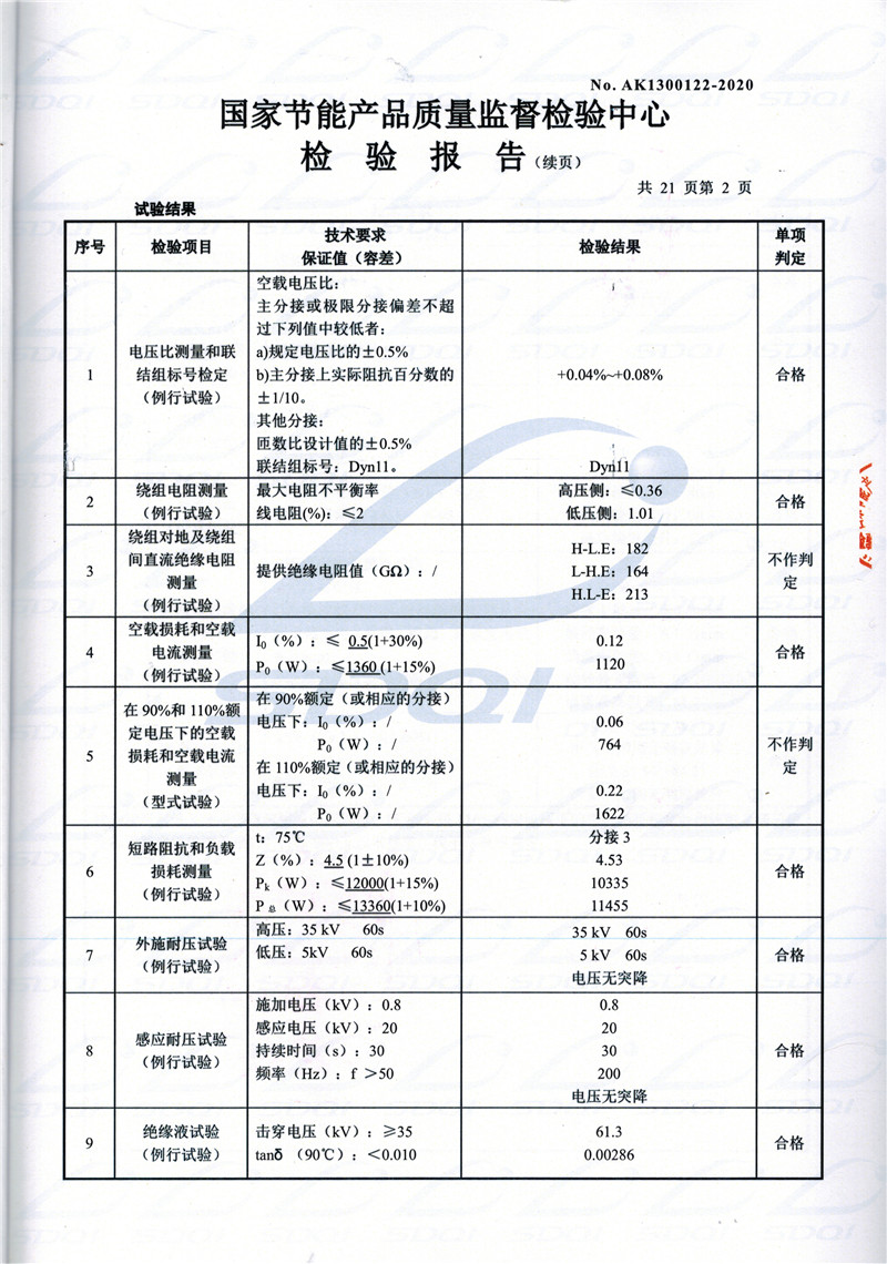 高低压试验报告-S11-1250德兴德兴德兴油浸式变压器-2.jpg